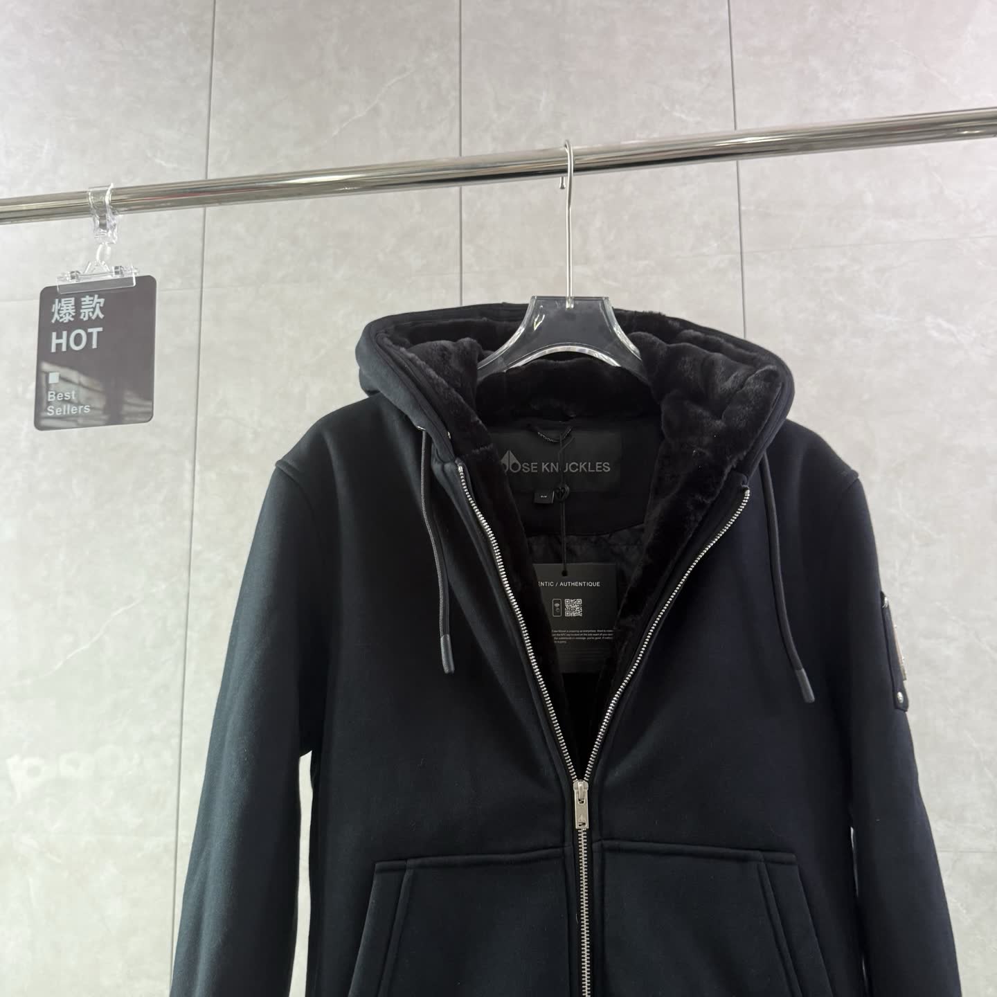 Moose Knuckles Shearling-Lined Zip Hoodie Moose Knuckles Shearling-Lined Zip Hoodie
